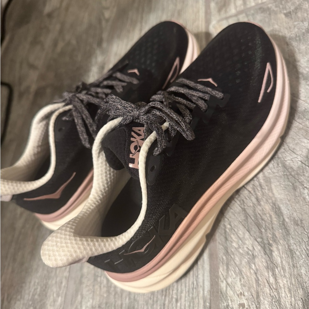 HOKA Women's Black and Pink Running Shoes